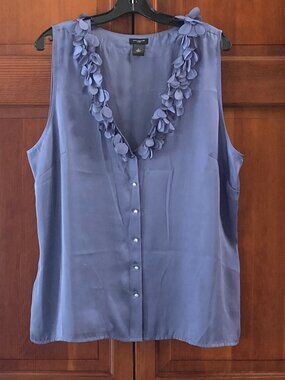 Ann Taylor Sleeveless Blouse Cute Collar - Periwinkle Blue - XL - NWOT